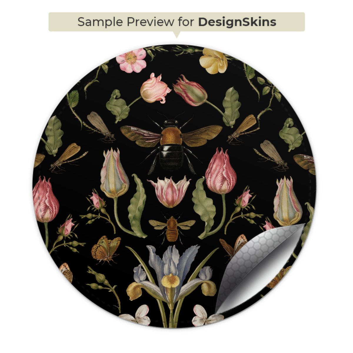 Veldbloemen en Bijen Zwart