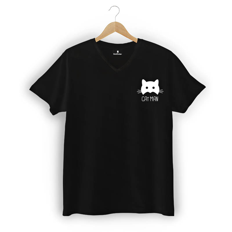 T-Shirt Männer V-Neck Schwarz