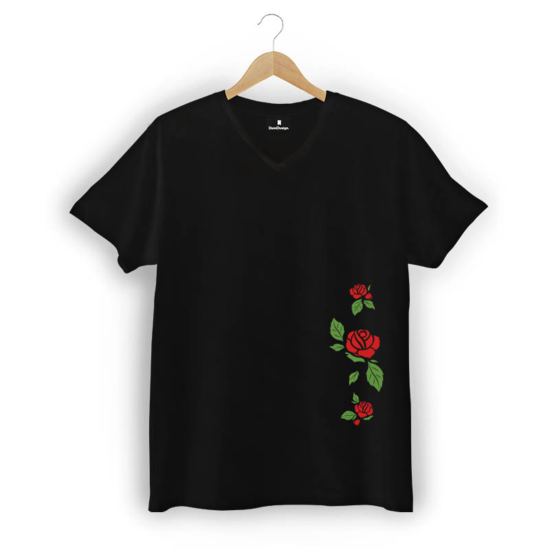 T-Shirt Männer V-Neck Schwarz