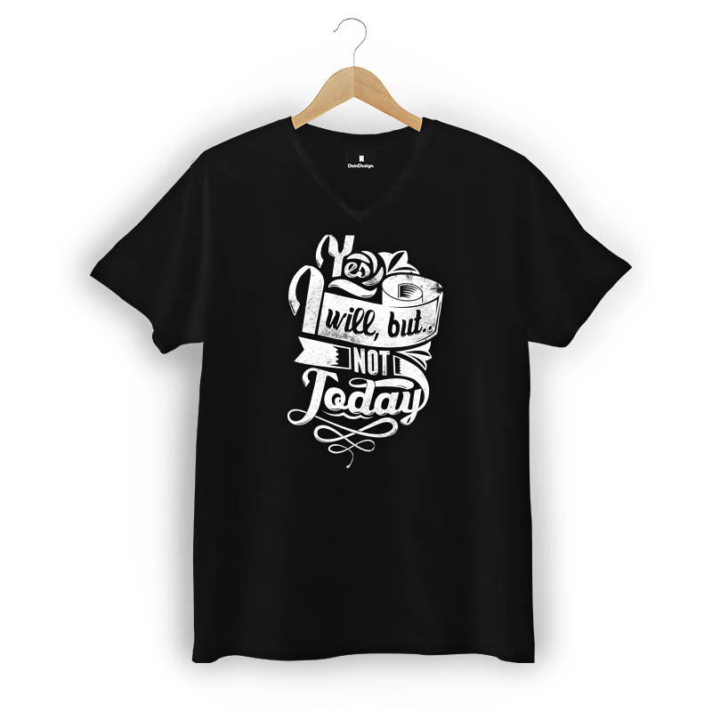T-Shirt Männer V-Neck Schwarz