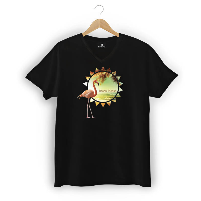 T-Shirt Männer V-Neck Schwarz