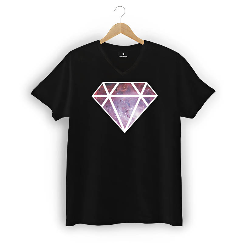 T-Shirt Männer V-Neck Schwarz