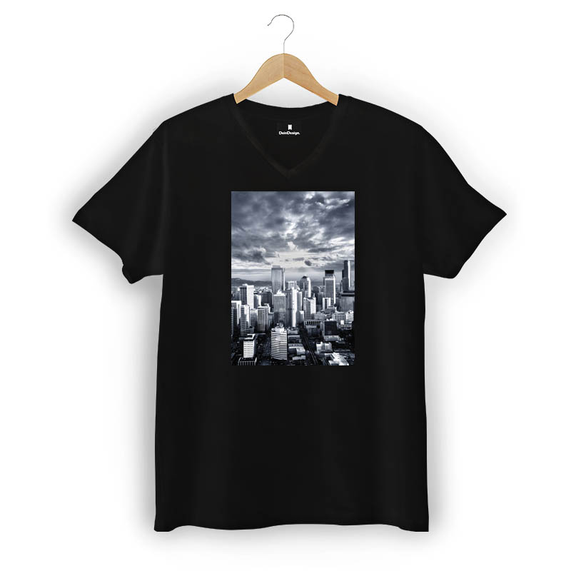 T-Shirt Männer V-Neck Schwarz