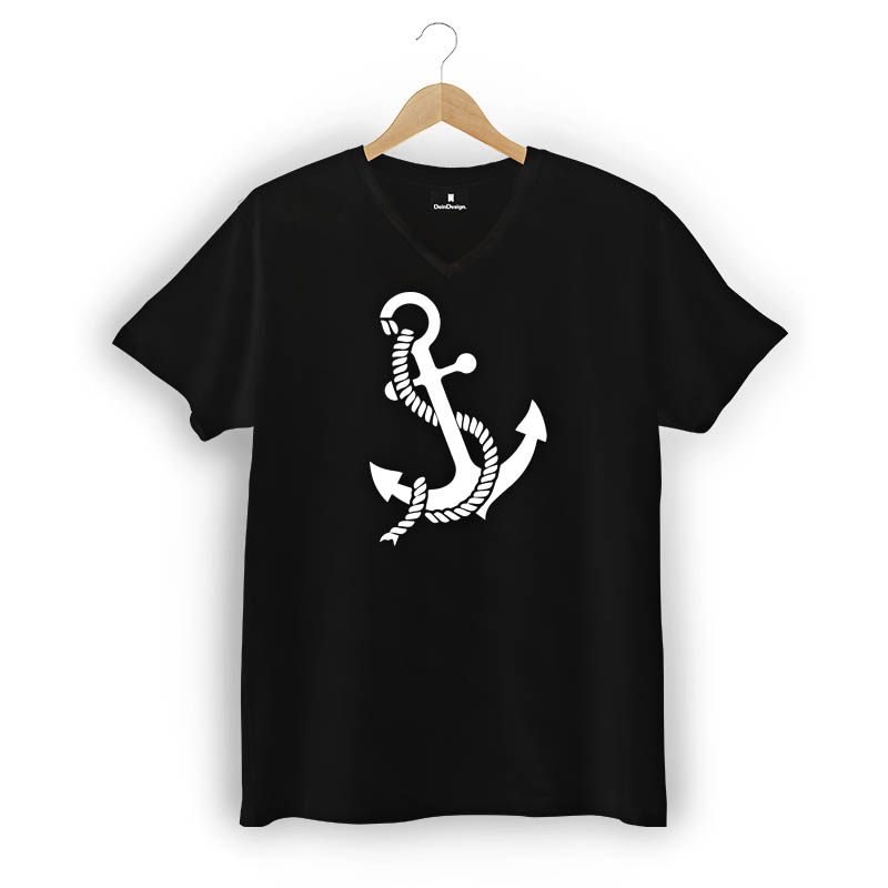 T-Shirt Männer V-Neck Schwarz