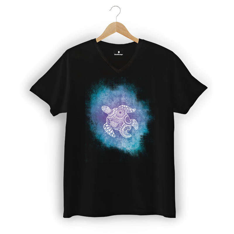 T-Shirt Männer V-Neck Schwarz