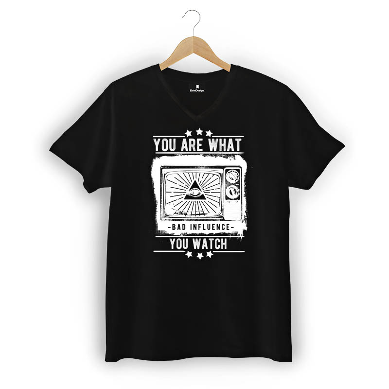 T-Shirt Männer V-Neck Schwarz