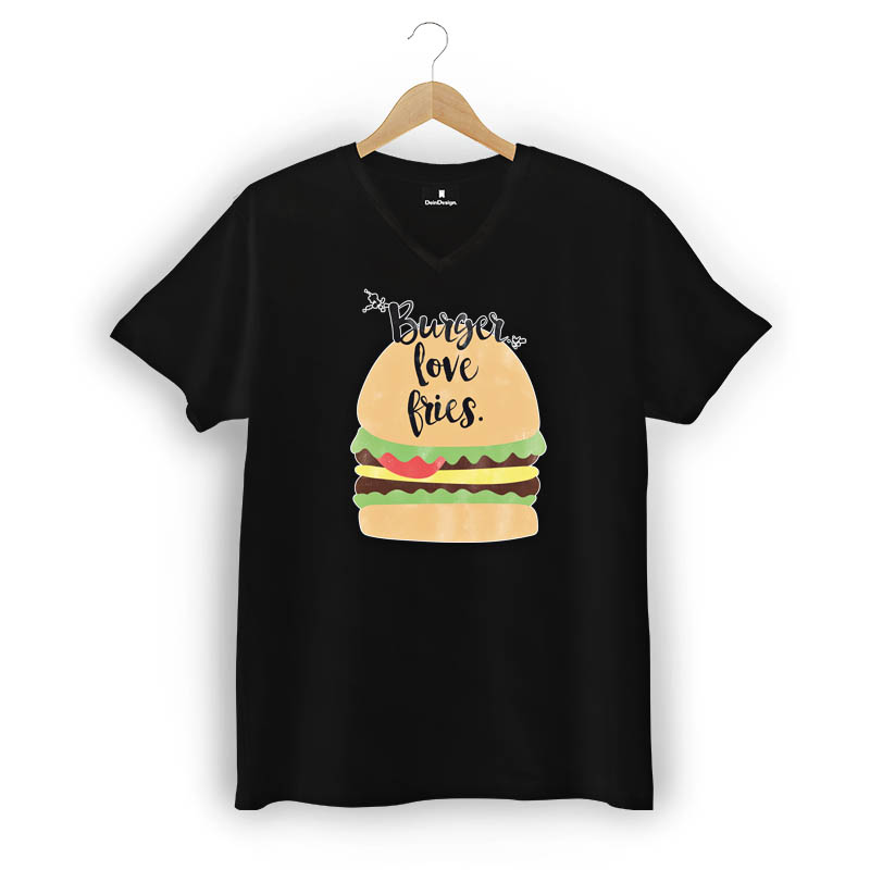 T-Shirt Männer V-Neck Schwarz