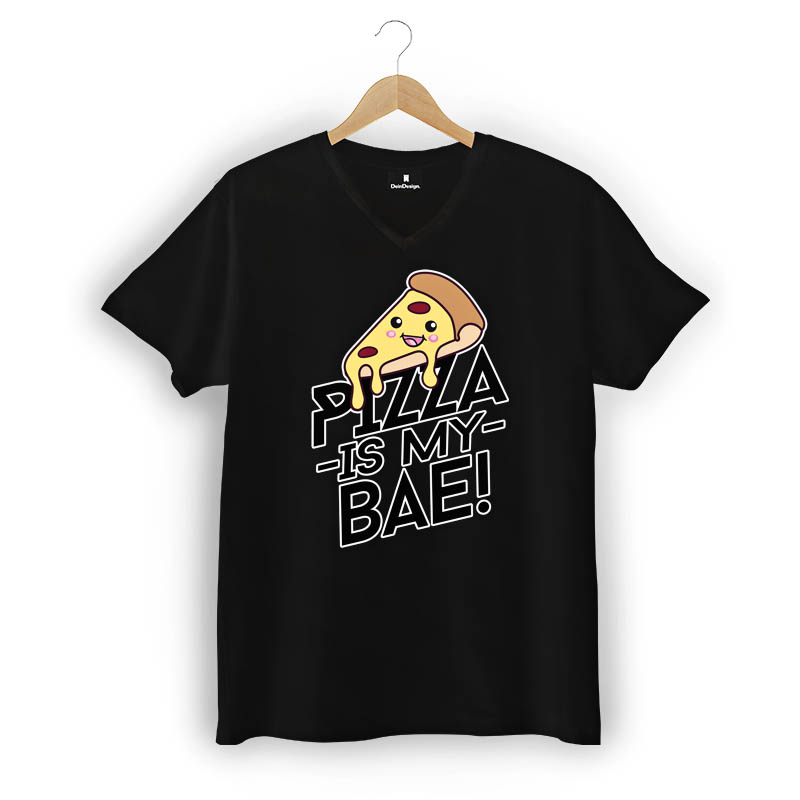 T-Shirt Männer V-Neck Schwarz