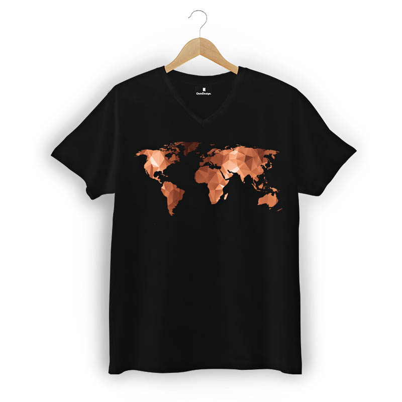 T-Shirt Männer V-Neck Schwarz