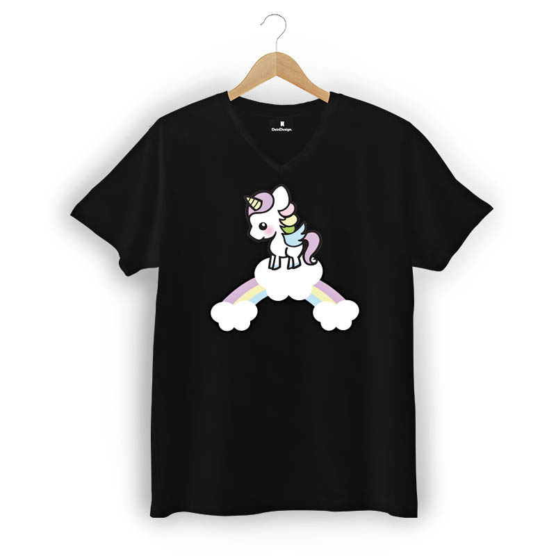 T-Shirt Männer V-Neck Schwarz