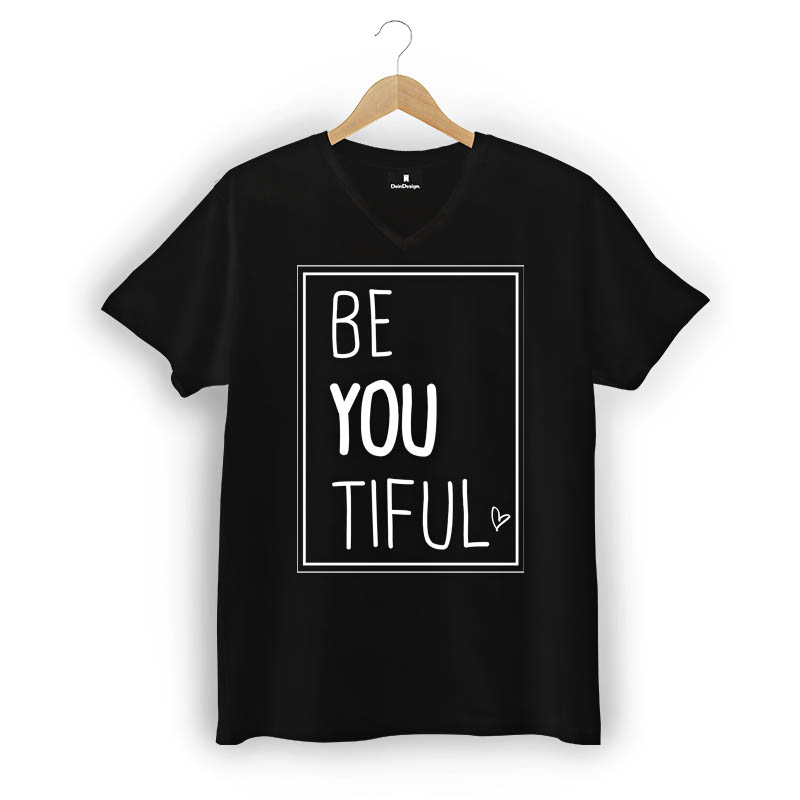 T-Shirt Männer V-Neck Schwarz