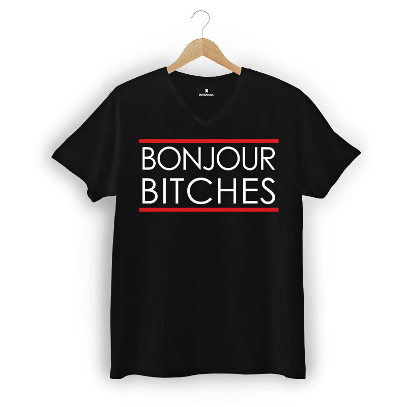 T-Shirt Männer V-Neck Schwarz