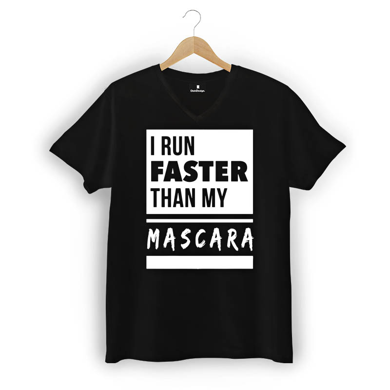 T-Shirt Männer V-Neck Schwarz