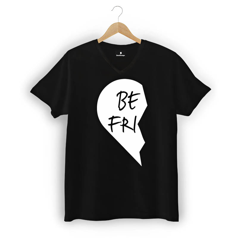 T-Shirt Männer V-Neck Schwarz