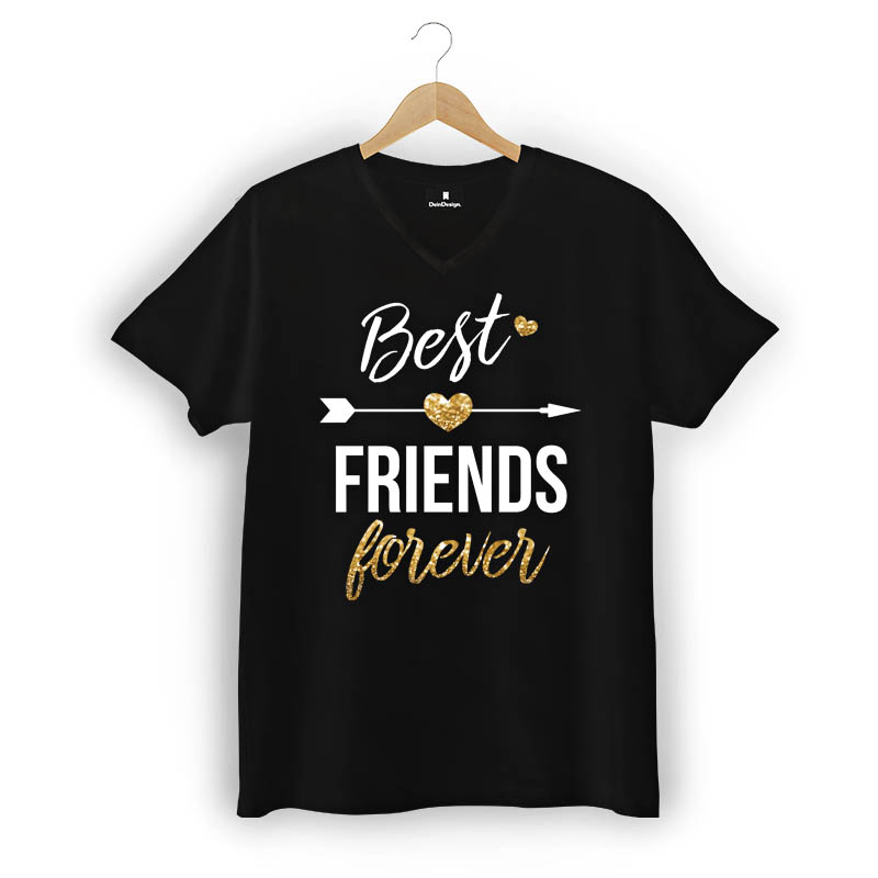 T-Shirt Männer V-Neck Schwarz