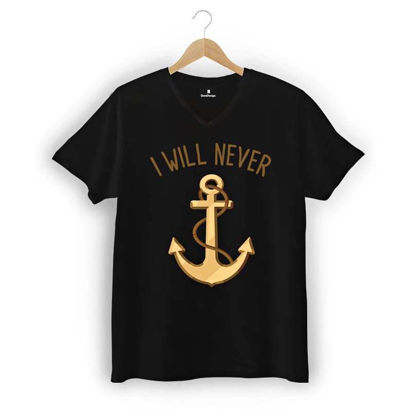 T-Shirt Männer V-Neck Schwarz