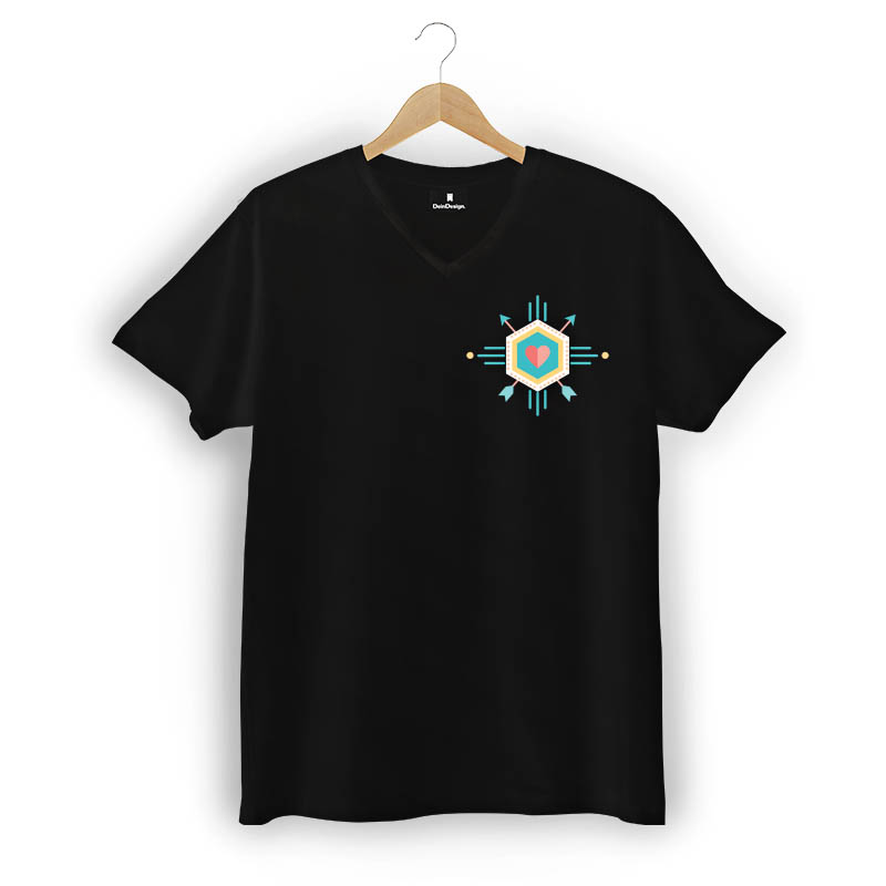 T-Shirt Männer V-Neck Schwarz