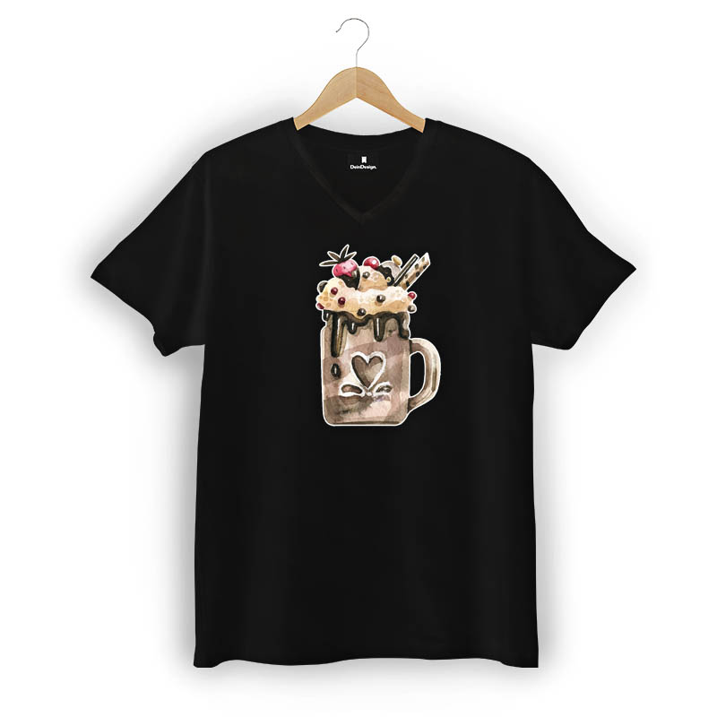 T-Shirt Männer V-Neck Schwarz