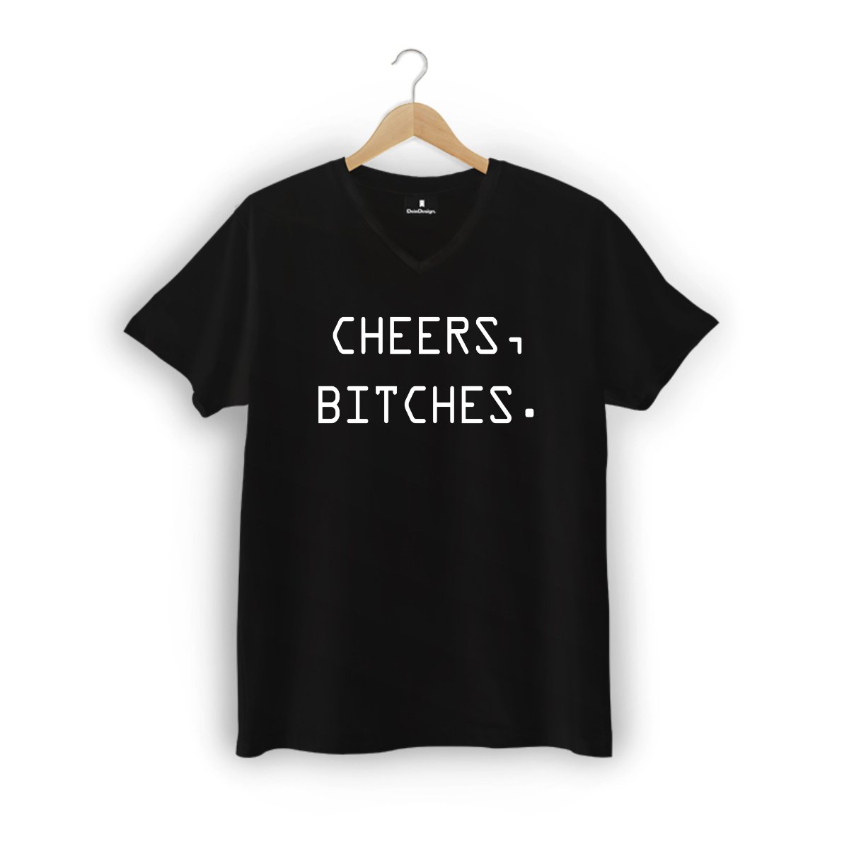 T-Shirt Männer V-Neck Schwarz