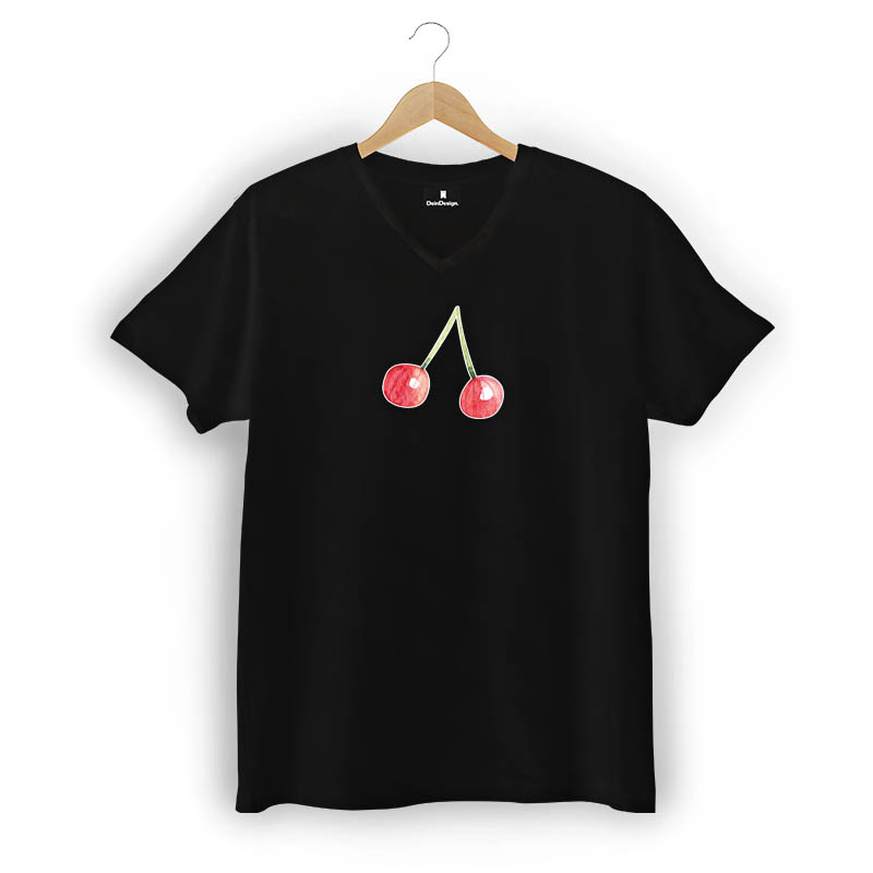 T-Shirt Männer V-Neck Schwarz