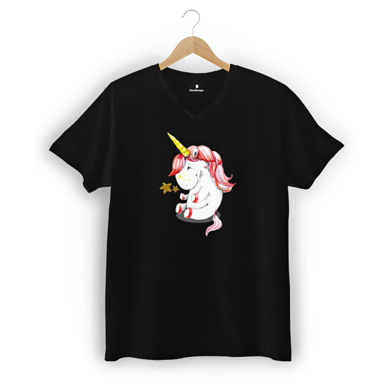 T-Shirt Männer V-Neck Schwarz