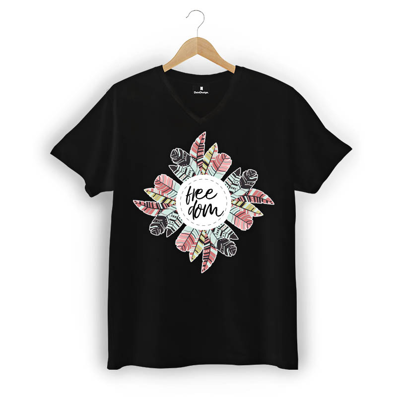 T-Shirt Männer V-Neck Schwarz