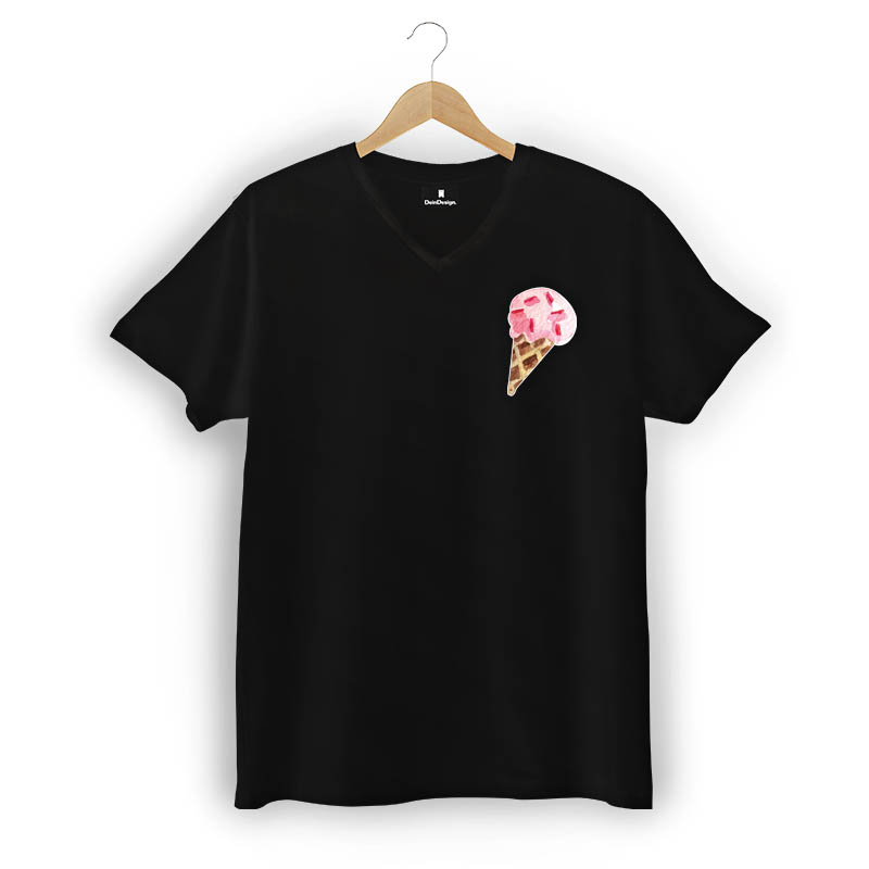 T-Shirt Männer V-Neck Schwarz