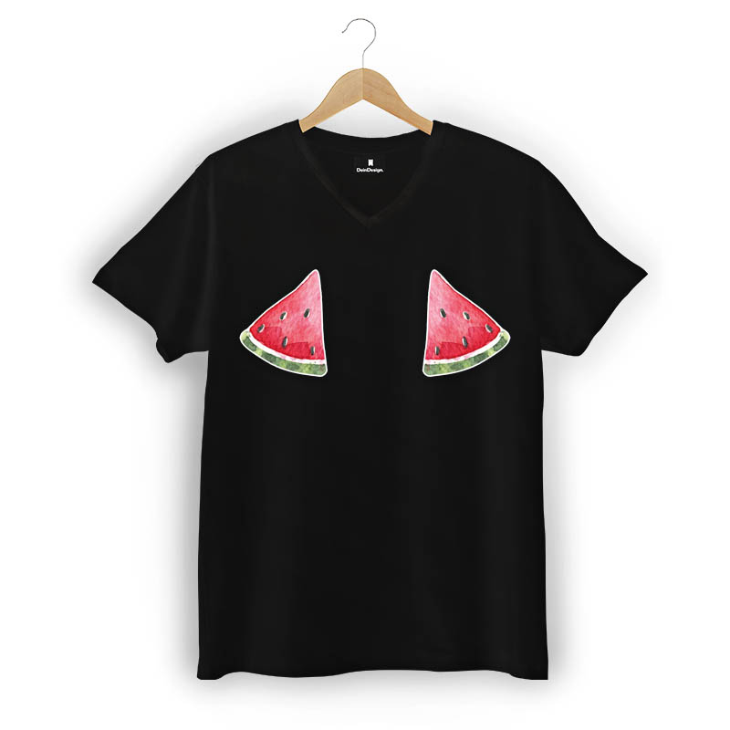 T-Shirt Männer V-Neck Schwarz