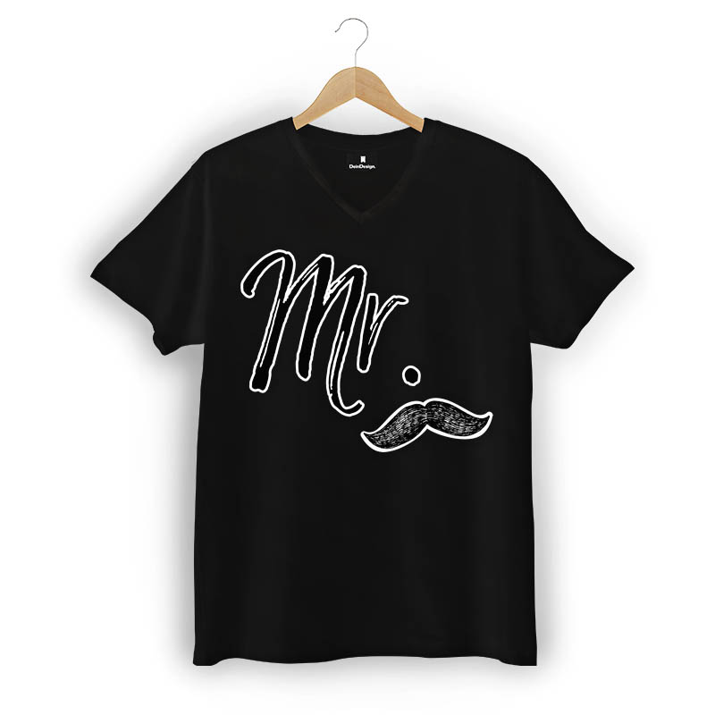 T-Shirt Männer V-Neck Schwarz