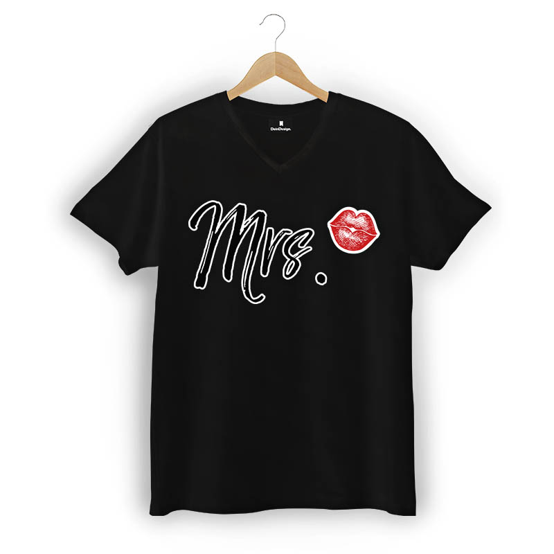T-Shirt Männer V-Neck Schwarz