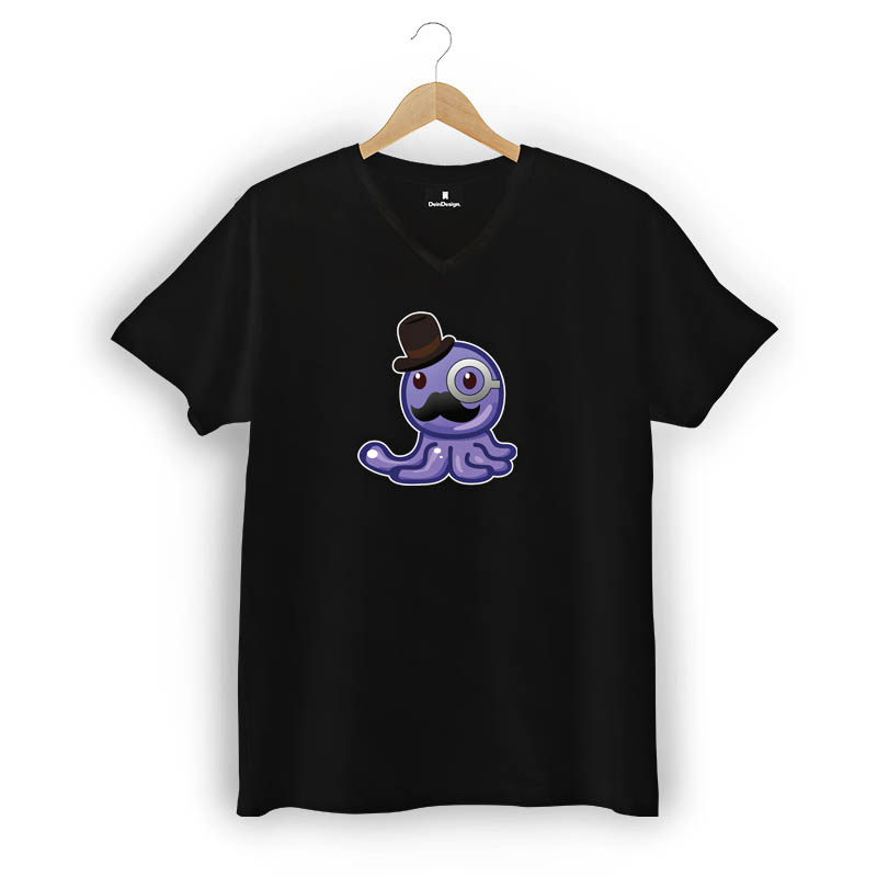 T-Shirt Männer V-Neck Schwarz