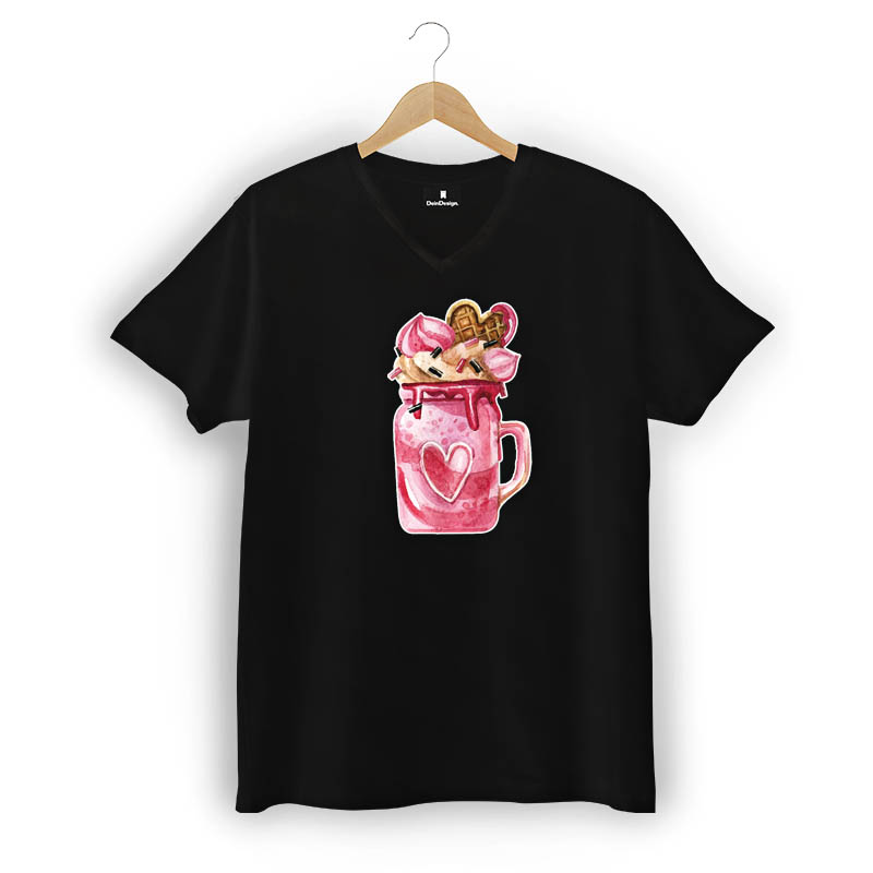 T-Shirt Männer V-Neck Schwarz