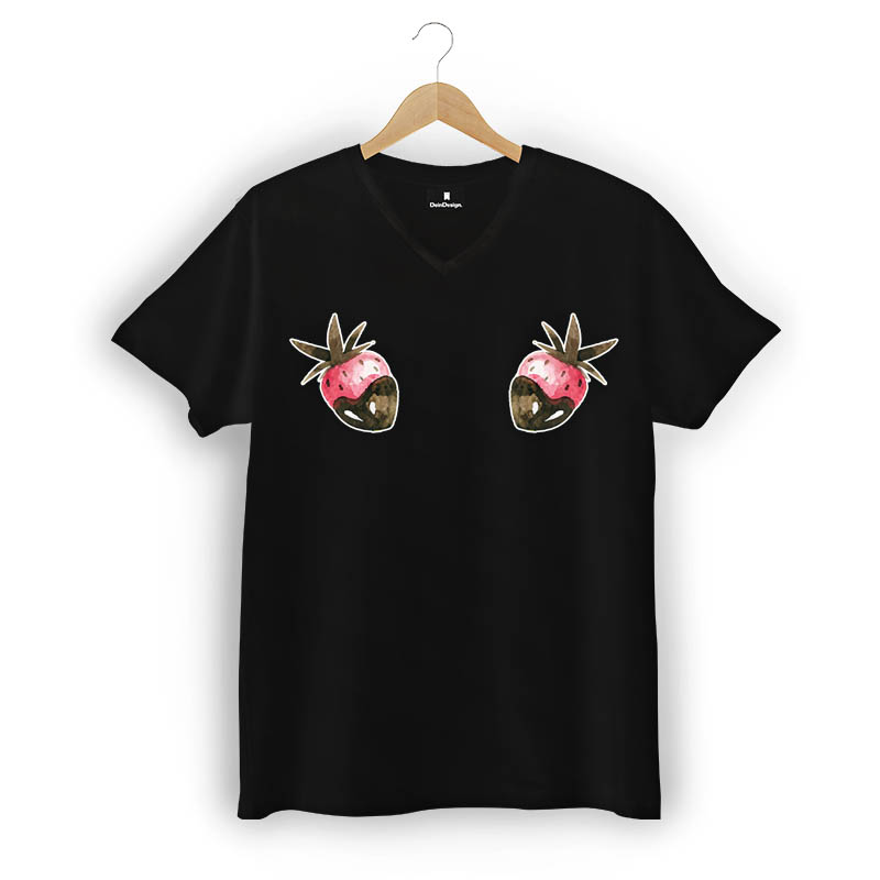 T-Shirt Männer V-Neck Schwarz