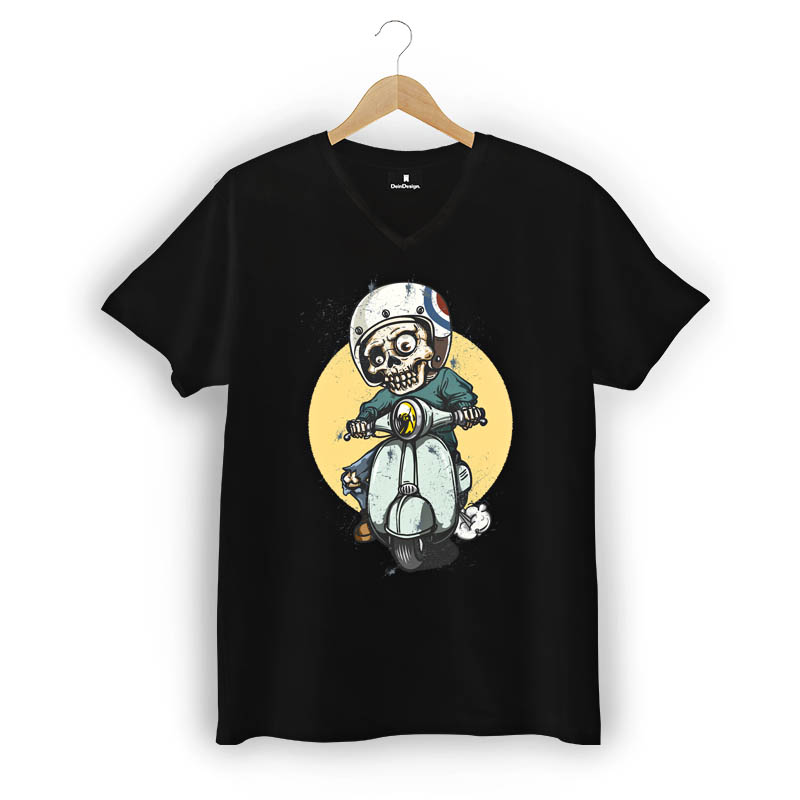 T-Shirt Männer V-Neck Schwarz