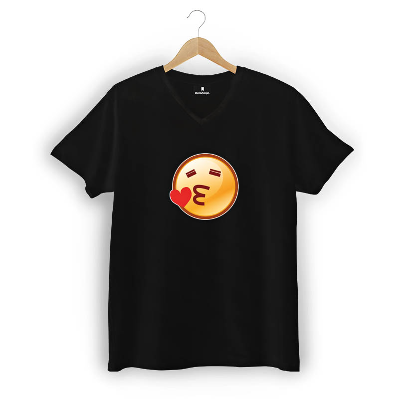 T-Shirt Männer V-Neck Schwarz