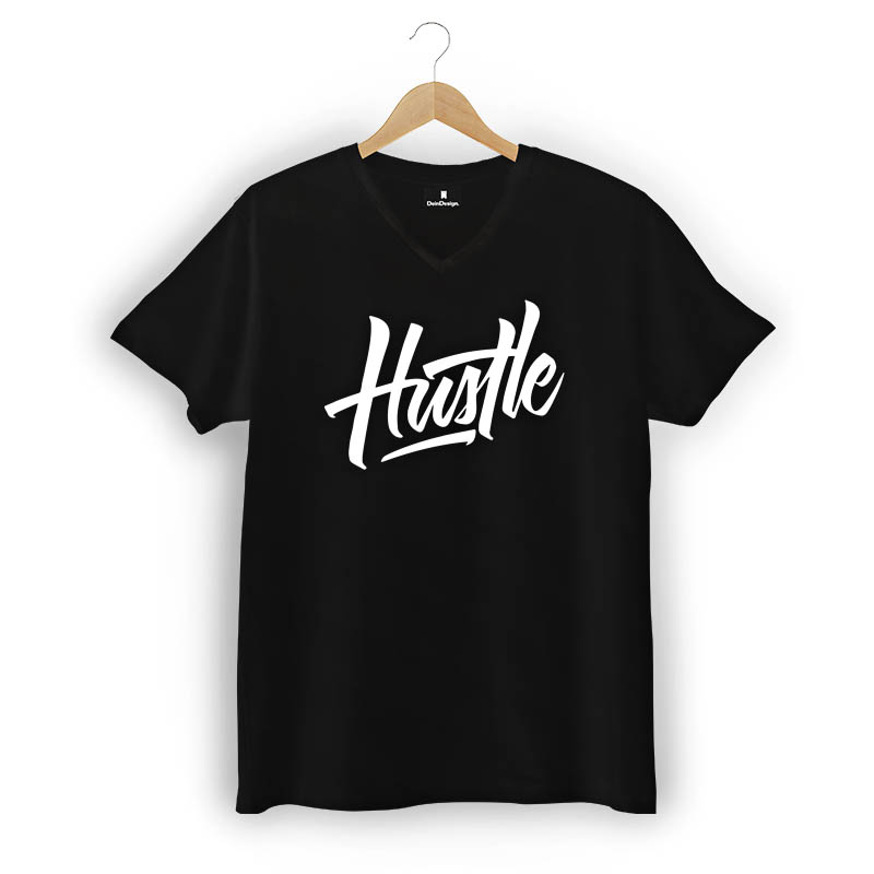 T-Shirt Männer V-Neck Schwarz