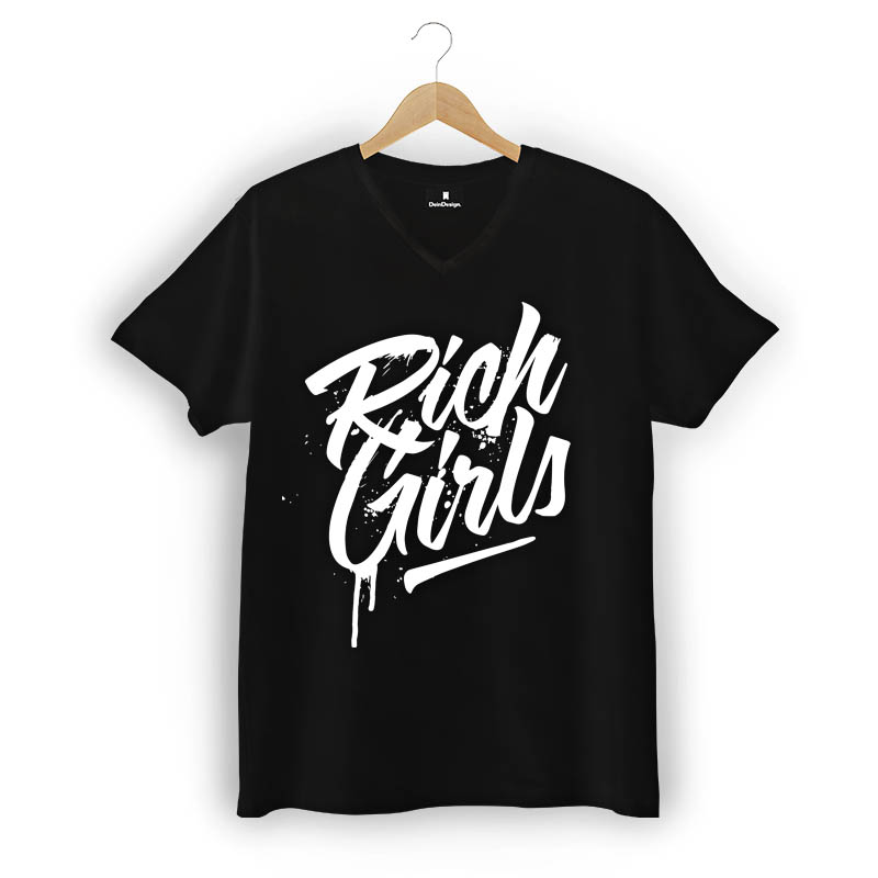 T-Shirt Männer V-Neck Schwarz