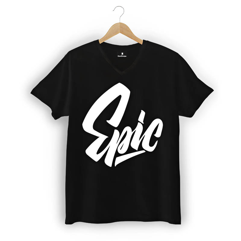 T-Shirt Männer V-Neck Schwarz