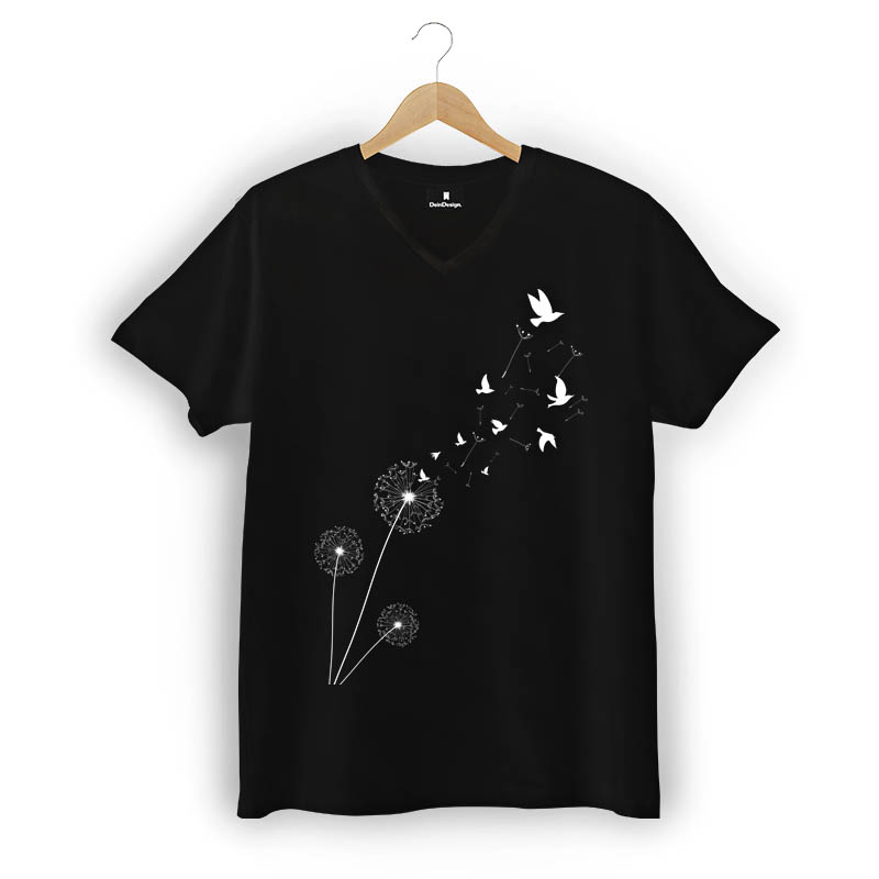 T-Shirt Männer V-Neck Schwarz