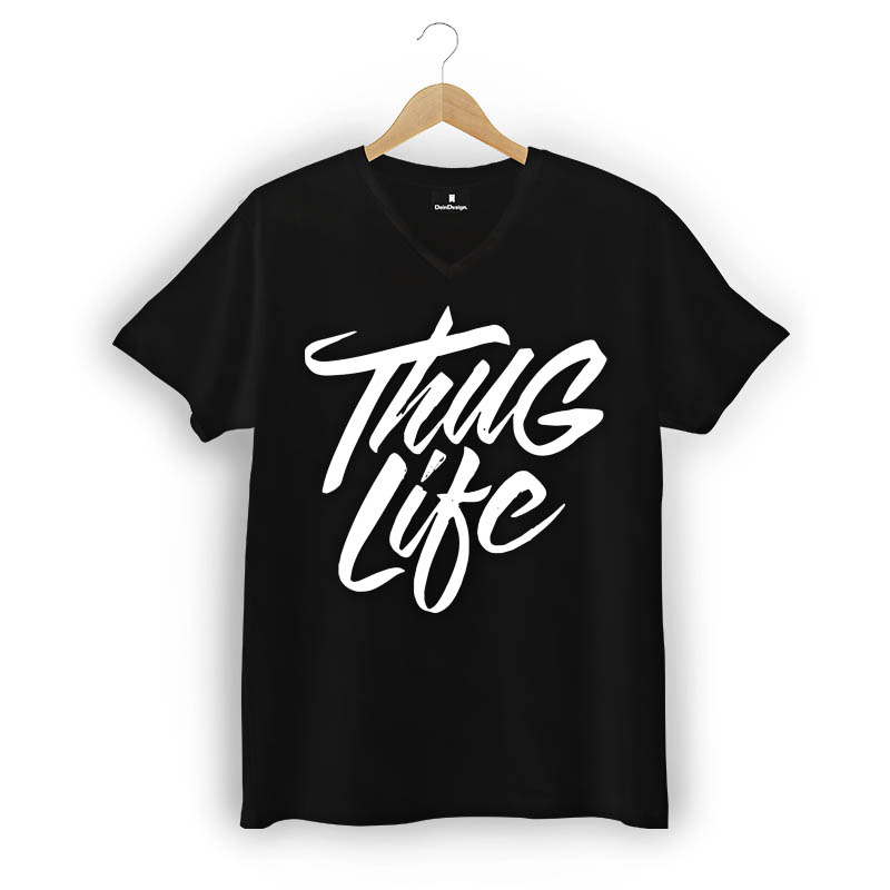 T-Shirt Männer V-Neck Schwarz