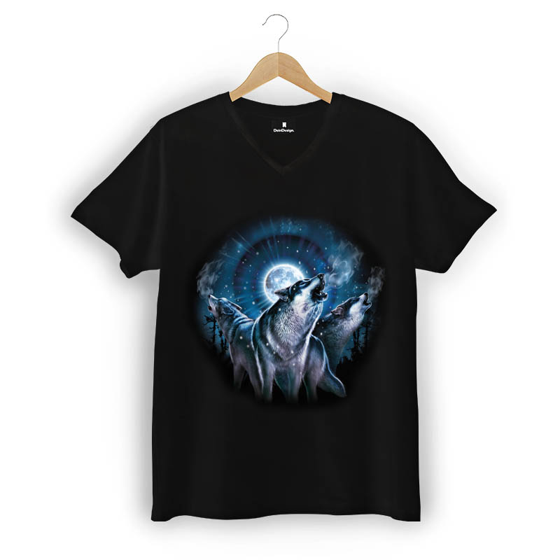 T-Shirt Männer V-Neck Schwarz