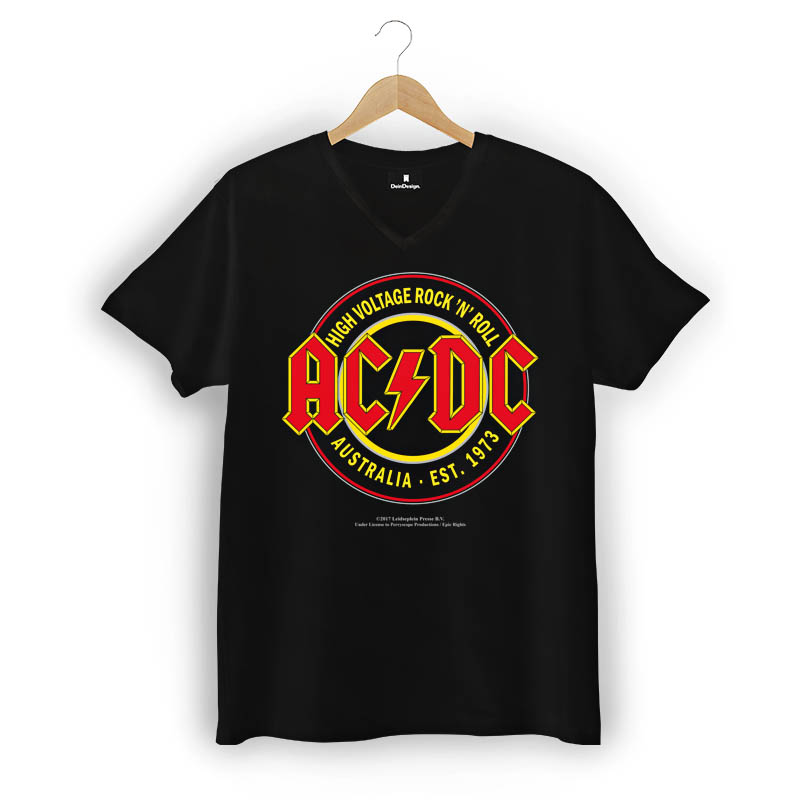 T-Shirt Männer V-Neck Schwarz