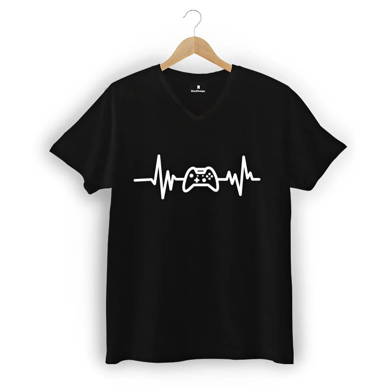 T-Shirt Männer V-Neck Schwarz