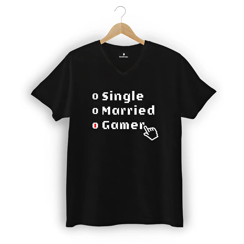 T-Shirt Männer V-Neck Schwarz