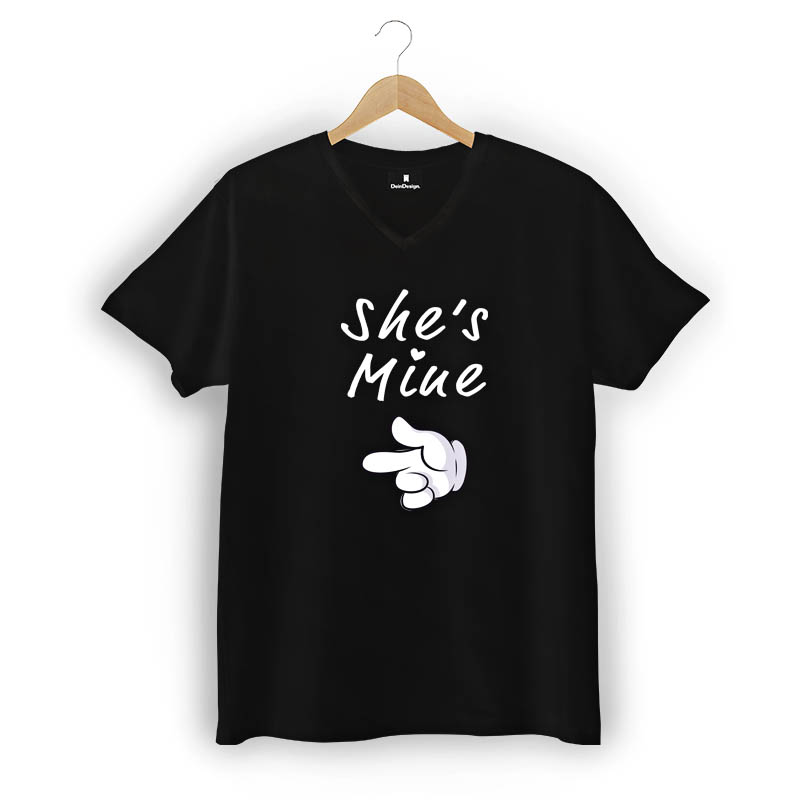 T-Shirt Männer V-Neck Schwarz