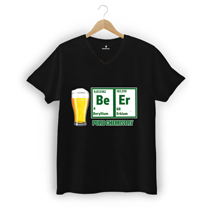 T-Shirt Männer V-Neck Schwarz