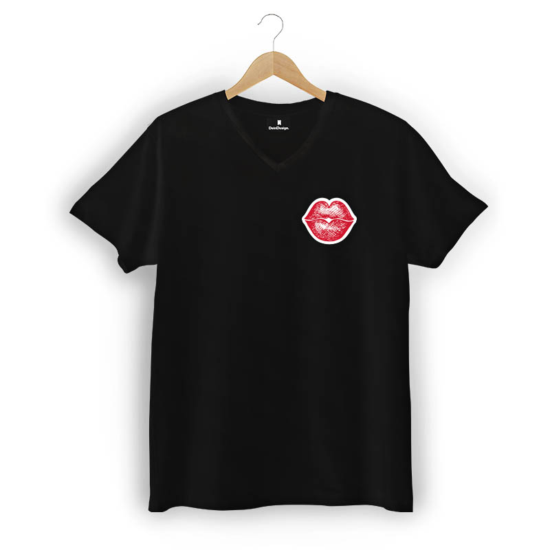 T-Shirt Männer V-Neck Schwarz