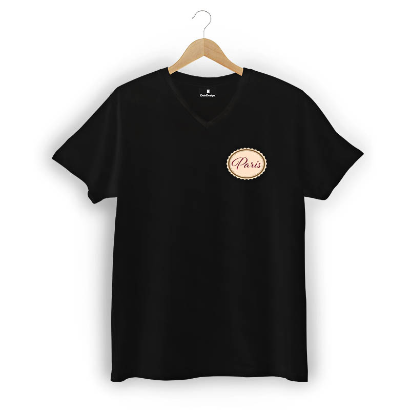 T-Shirt Männer V-Neck Schwarz