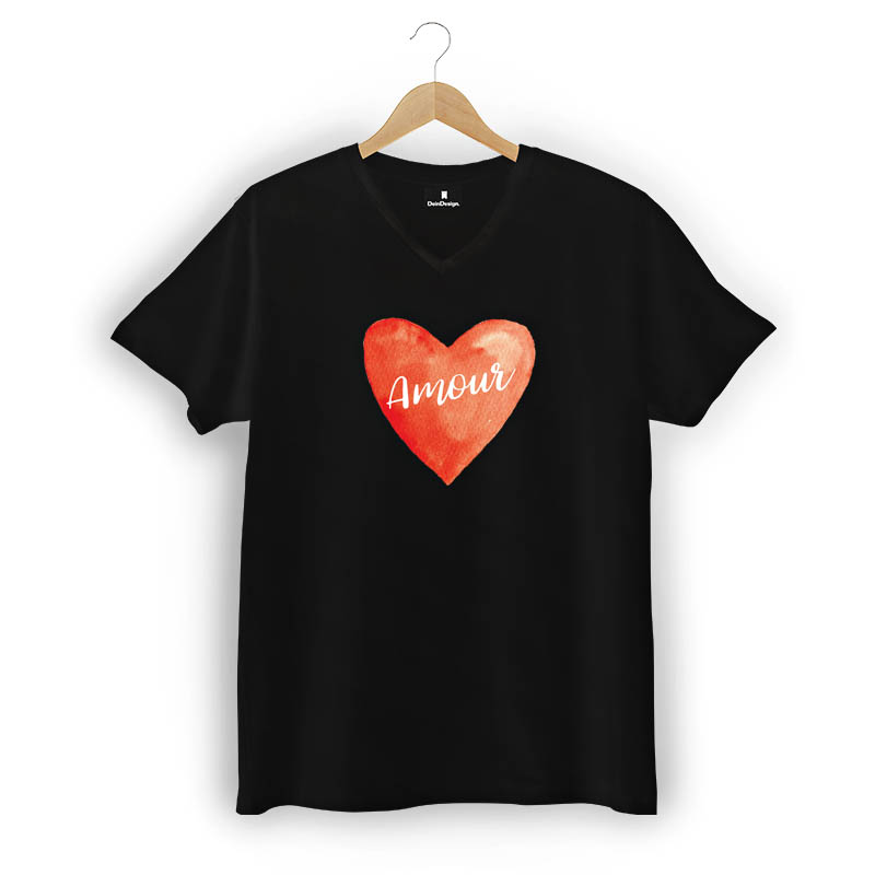 T-Shirt Männer V-Neck Schwarz