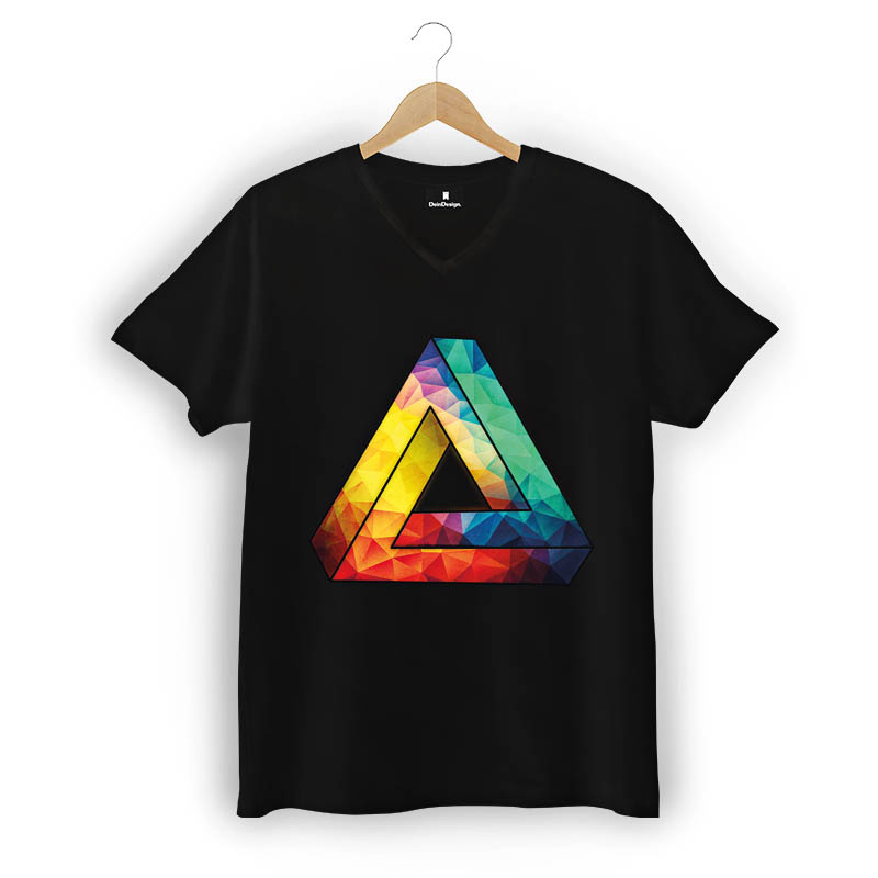 T-Shirt Männer V-Neck Schwarz